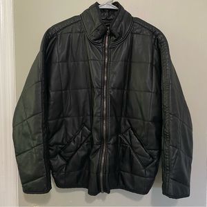 Free People We The Free Vegan Leather Quilted Dolman Jacket Black XS